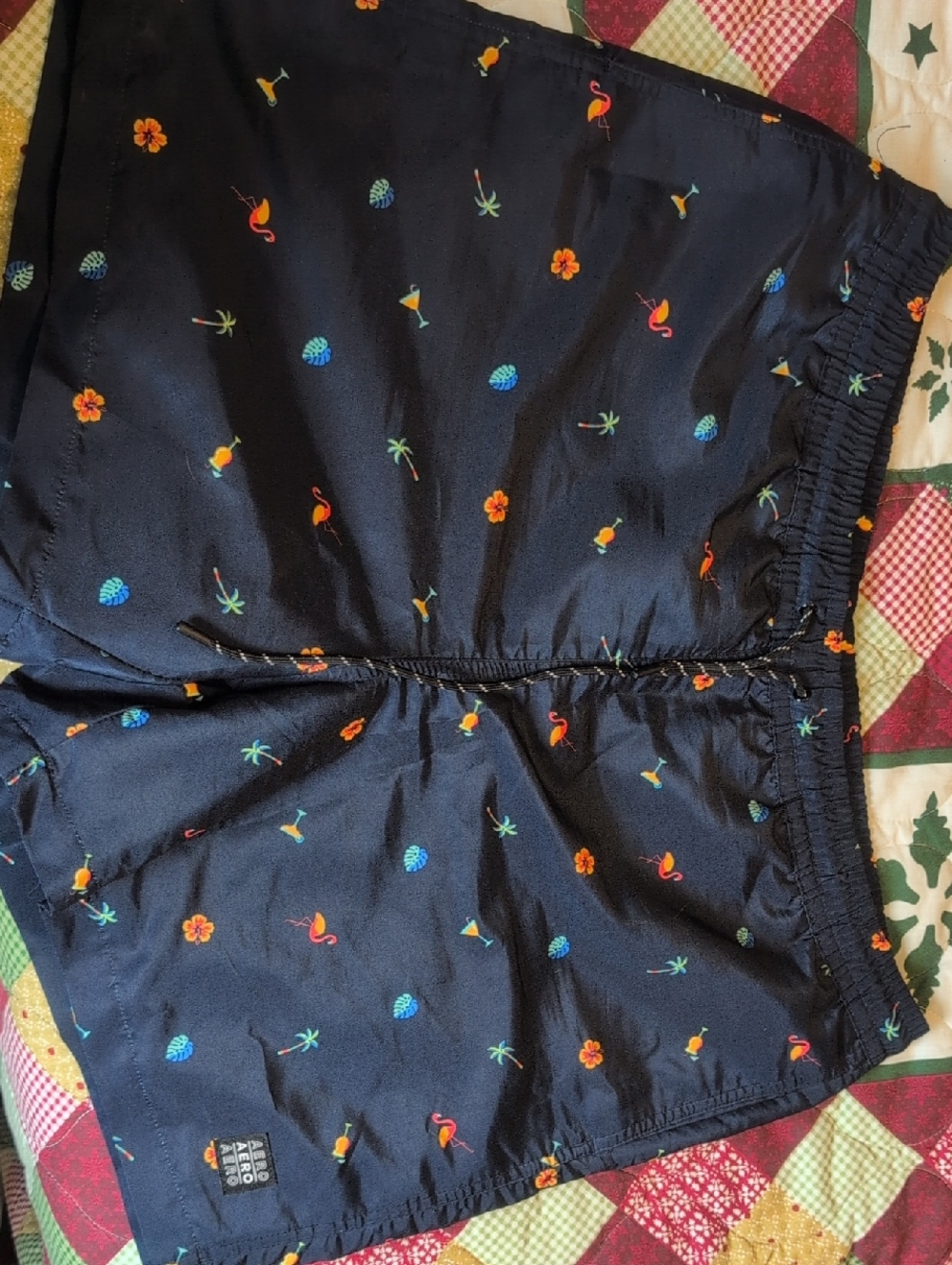 Aeropostale Navy Swim Shorts with Tropical Accent